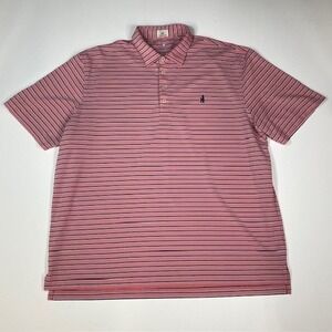 Johnnie O Hangin Out Polo Shirt‎ Mens XL Pink Blue Striped Golf Casual